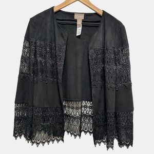 CHICO’S Black Shrug Kimono Size 1 Medium Boho Witchy